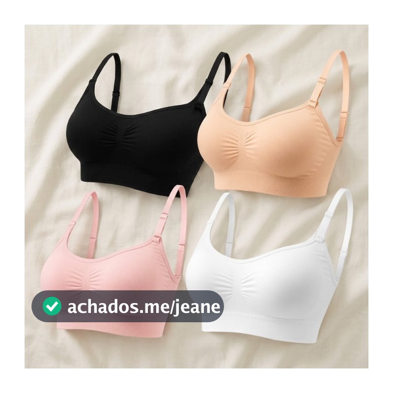 Kit 4 Sutiã Top Feminino, top Fitness com Alça e Fecho Ajustável Bojo Removível top feminino