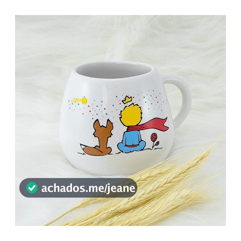Caneca Bojuda Porcelana 500ml Pequeno Príncipe (variação)