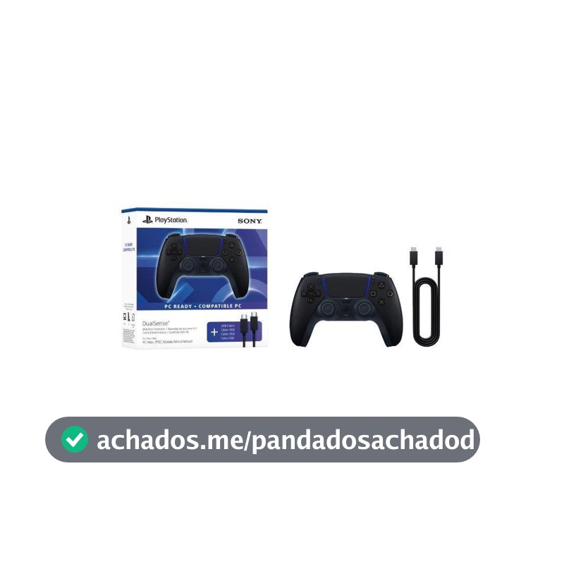 Controle Sem Fio Sony DualSense, Bluetooth, PS5 e PC, Incluso Cabo USB, Midnight Black - 1000051644
