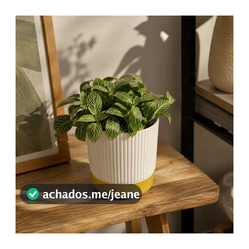 Vaso Cachepot Canelado Branco com Borda Dourada - Castela