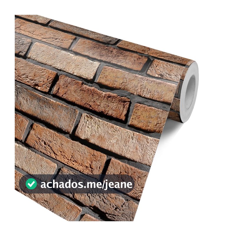 Papel de Parede Adesivo Tijolinho Realista em Marrom para Cozinha, Churrasqueira, Sala ou Quarto