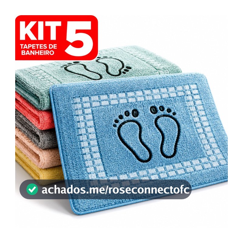 Kit 5 Tapete Piso Premium Toalhinha Para Banheiro Pezinho