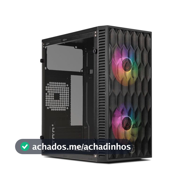 Gabinete Gamer TGT Jester V2 Rainbow Mini-Tower Lateral de Acrilico c/2 Fans, Preto TGT-JSRV2-BKGF02