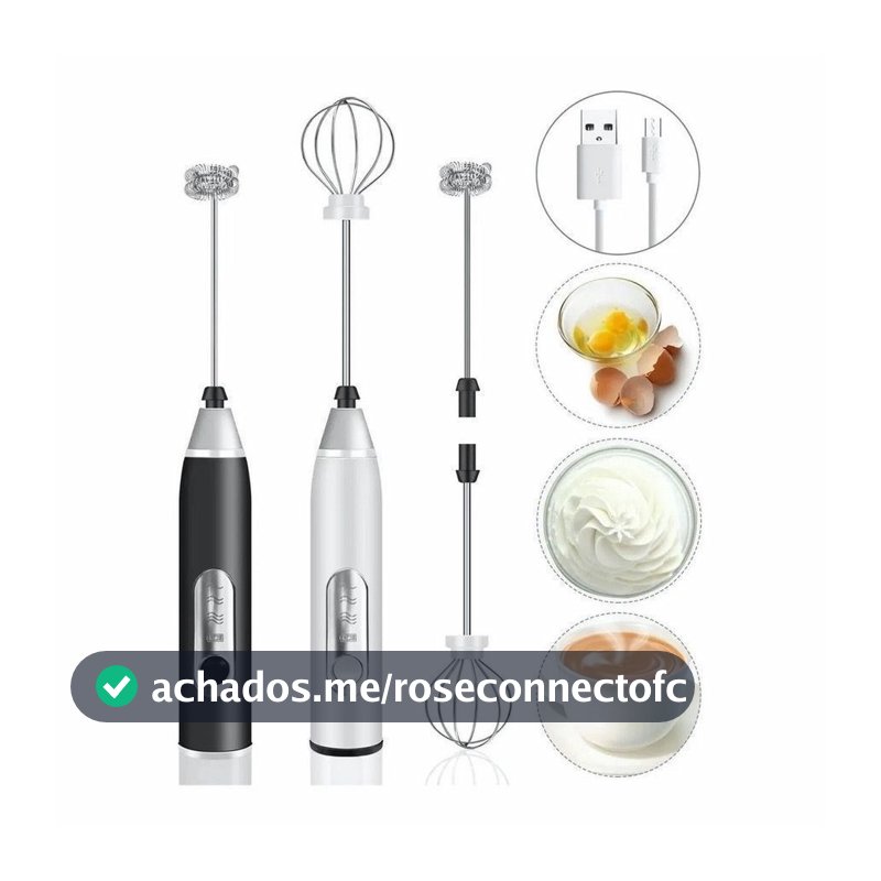 Batedor Misturador Mixer Elétrico para Bebidas Leite Café Clara de Ovo 2 em 1