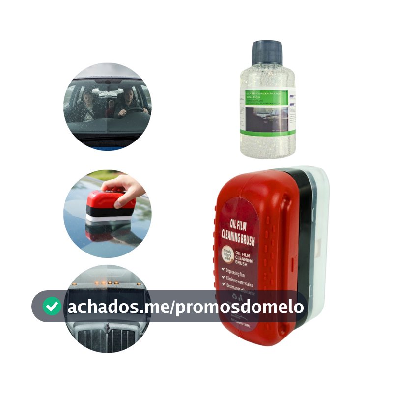 Kit Escova Limpa Vidro E Refil Automotivo Anti Chuva Remove Oleosidade