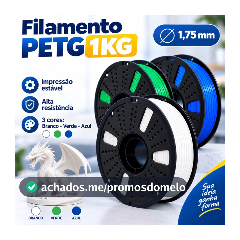 Filamento 3D PETG 1kg 1,75mm impressão Premium varias cores 3D
