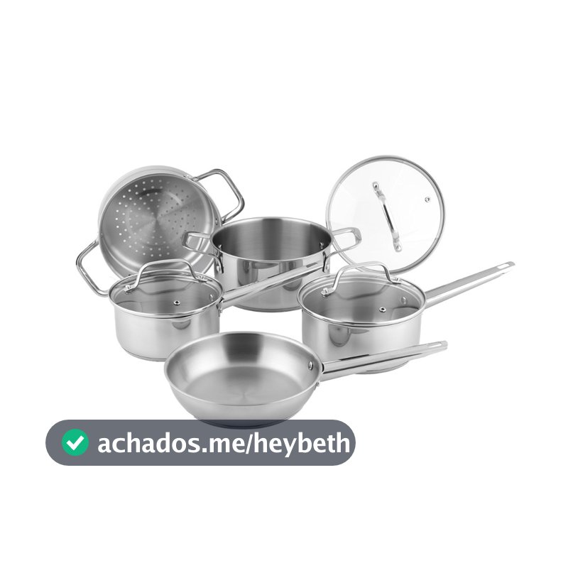 Brinox Jogo de Panelas 5 Peças Inox City - Fundo Triplo - Indução
