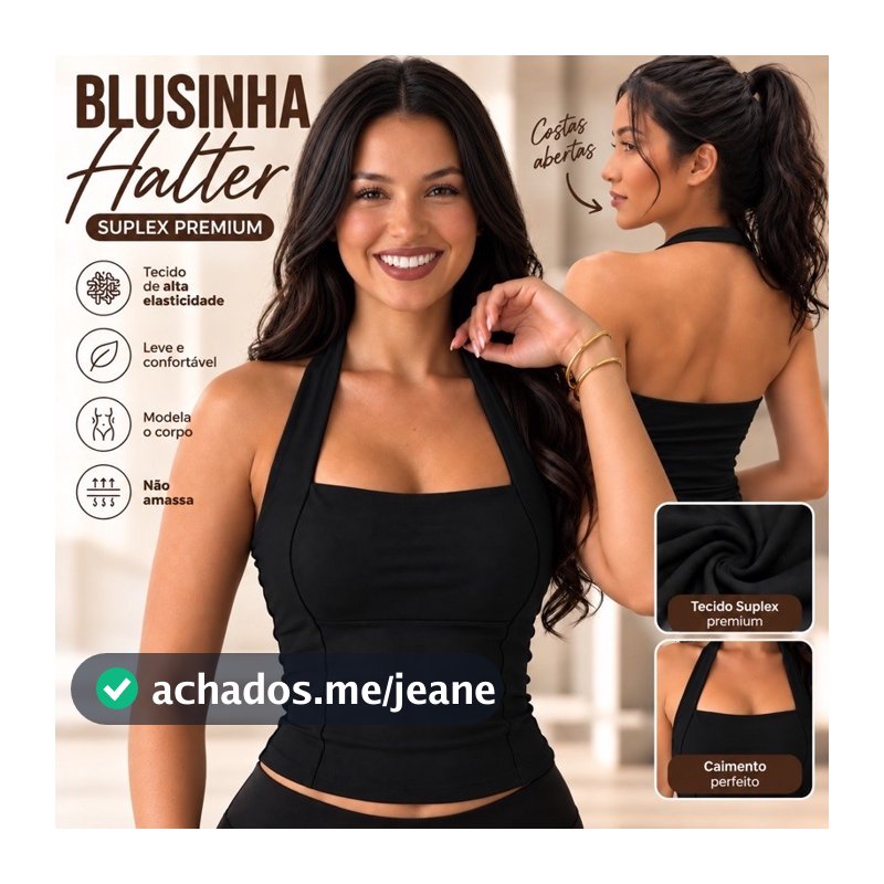 Blusa Regata Feminina Halter Efeito Silicone Modeladora Frente Unica Casual Verão Tendencia