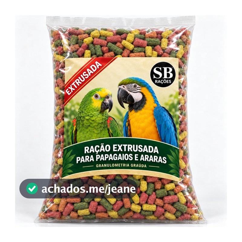 Ração Extrusada Graúda 2kg para Papagaios Araras e Aves de Médio e Grande Porte SB Rações
