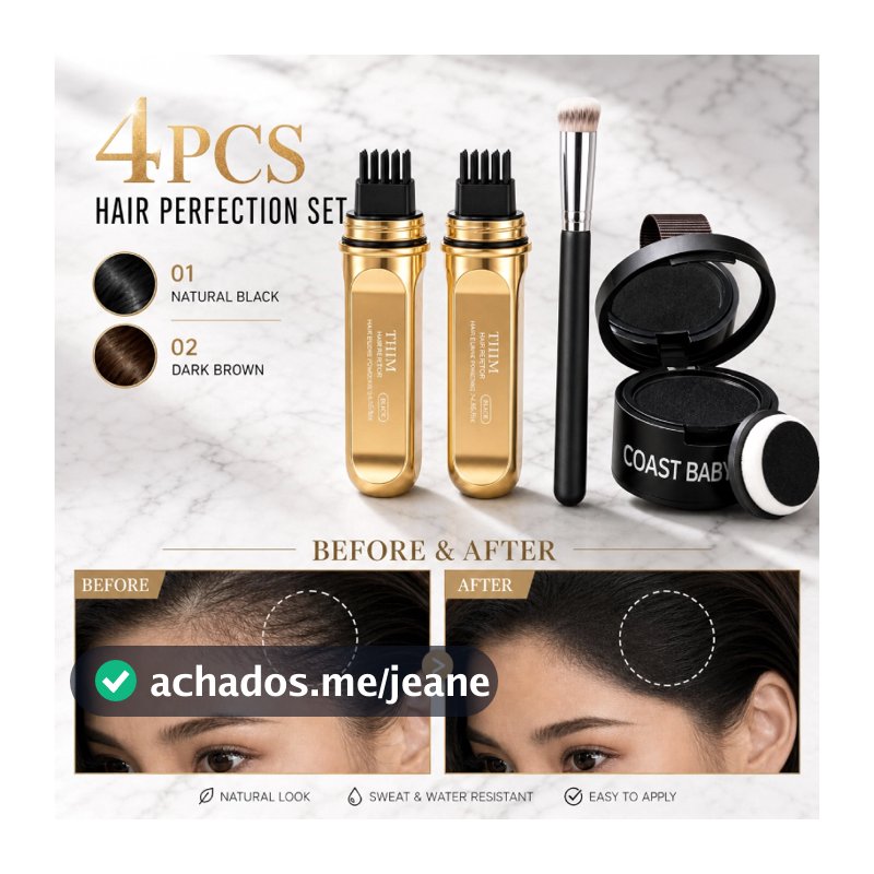 Conjunto De Perfeição De Cabelo | 2 Tons Pente Cor Varas + Pó De Linha Fina , Cobrir Cabelos Grisalhos E Preencher Separ
