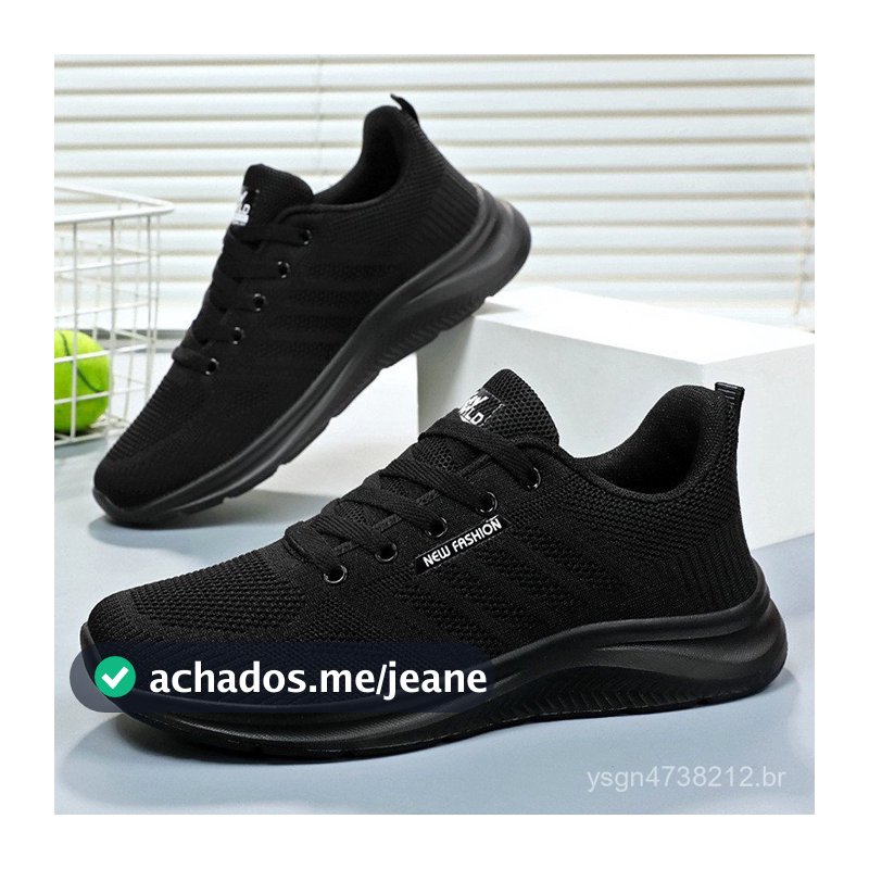 Sapatos masculinos para o outono, modelo novo e respirável, sapatos masculinos simples, tênis esportivos casuais pretos,