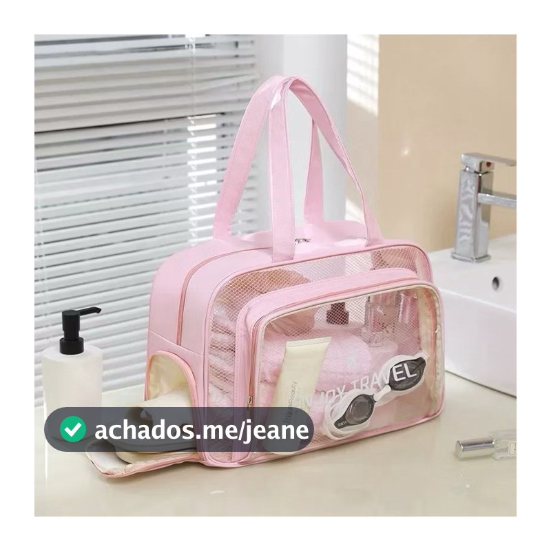 Necessaire de Viagem Grande Impermeável com Separação Seco/Molhado e Porta Chinelos