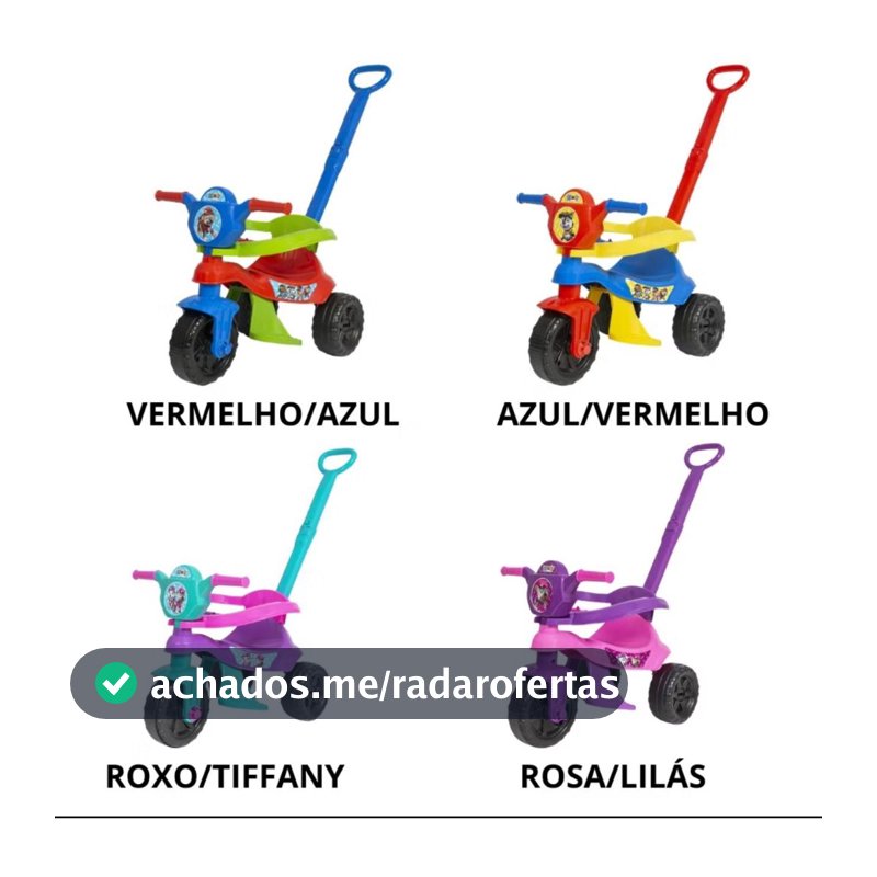 Motoca Triciclo Kendy Vilotrol Ifantil Patrulha Canina Proteção Menino Menina Bebes Proteção Lateral, Pedal, Empurrador