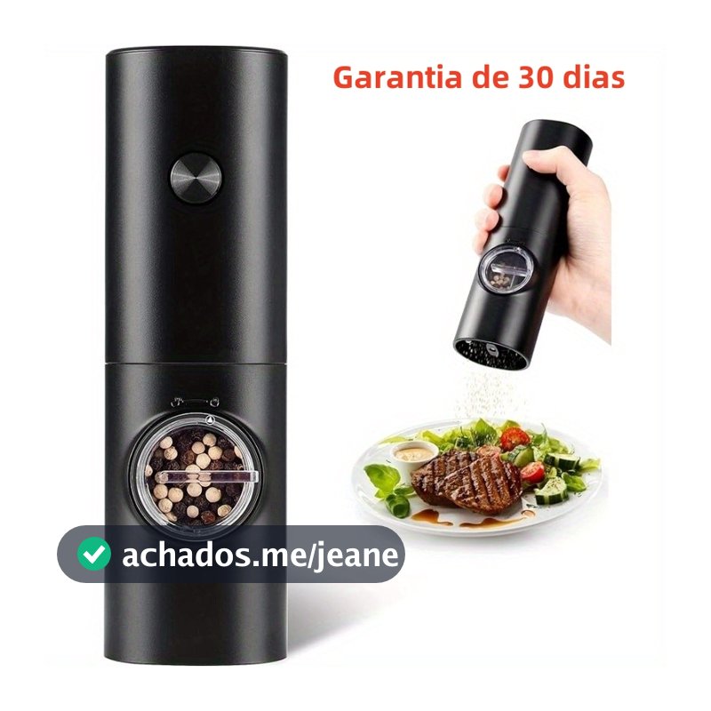 Moedor Elétrico De Sal Pimenta Temperos Condimentos Automático Com Ajuste de Moagem