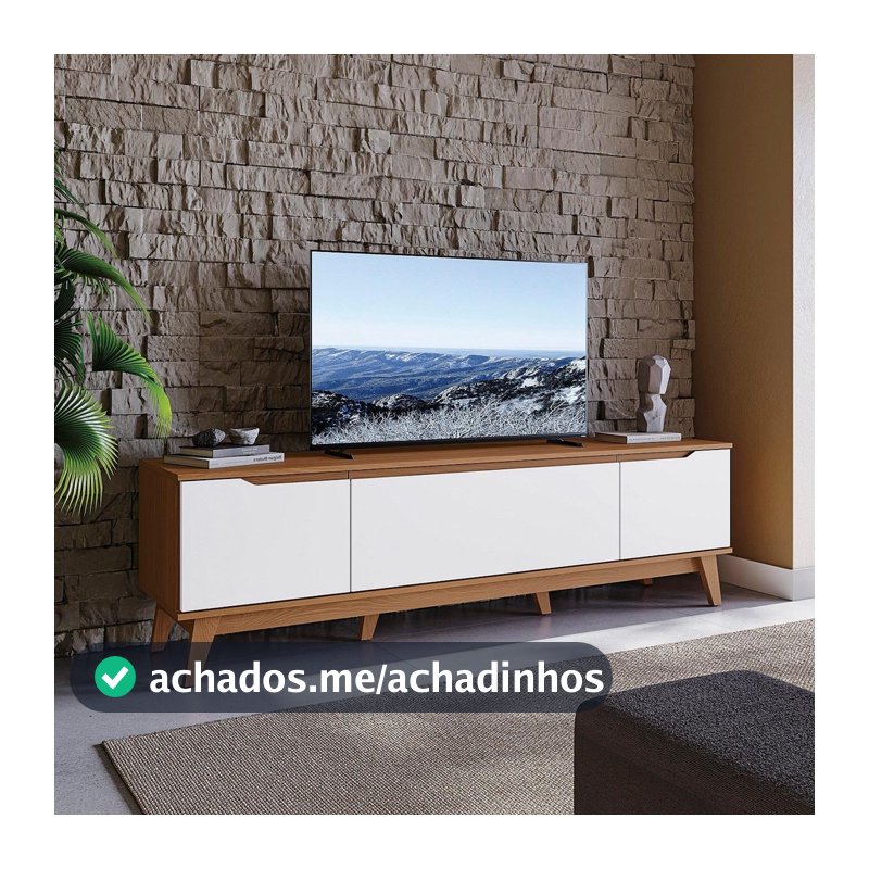 Rack Kappesberg 3 Portas Canela/Branco 180cm