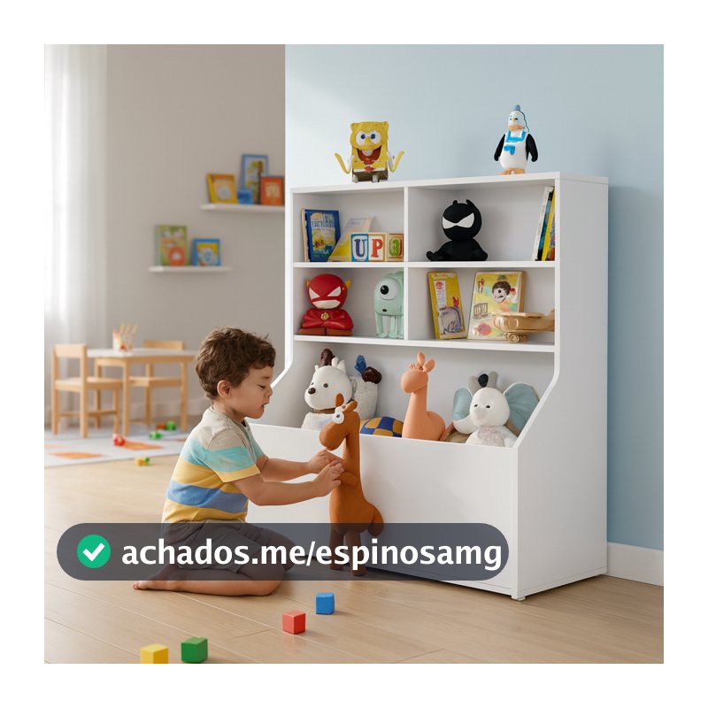 Estante Infantil com Nichos MDF/MDP Branco Organizador de Brinquedos e Livros