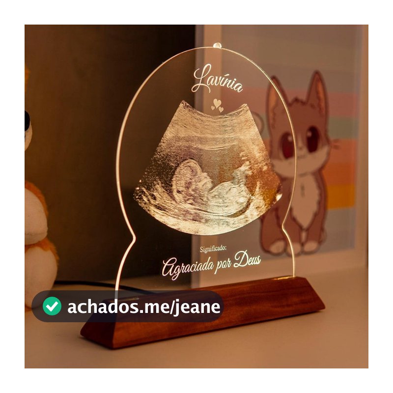 Luminária Ultrassom Personalizada Com Nome do Bebê - Presente Mães Avós Gestantes Médico Decoração Quarto