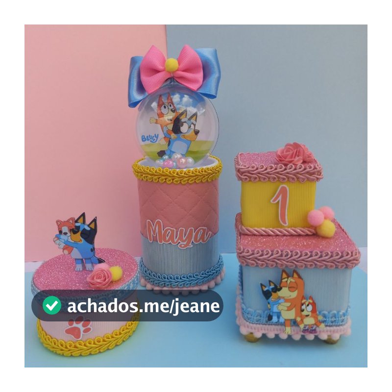 Lembrancinha Personalizada De Luxo Fim De Aniversario Bluey e Bingo 5/10/15 peças Cofrinho Caixinha