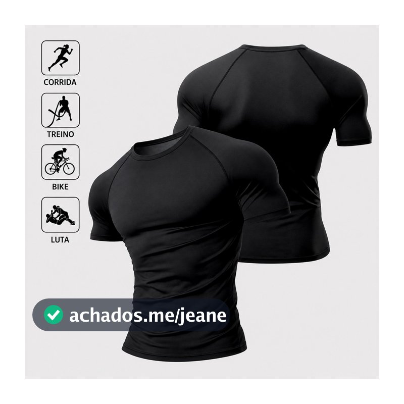 Camisa de Compressão Poliamida LISA Masculina Camiseta BASICA Rash Guard Jiujitsu Academia Treino