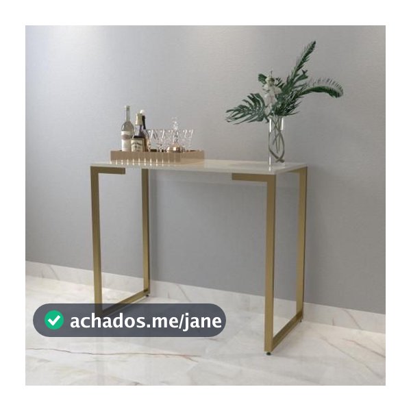 Aparador de Sala Estilo Industrial em Aço Carbono Mesa Buffet Balcão Pé Dourado Elegante