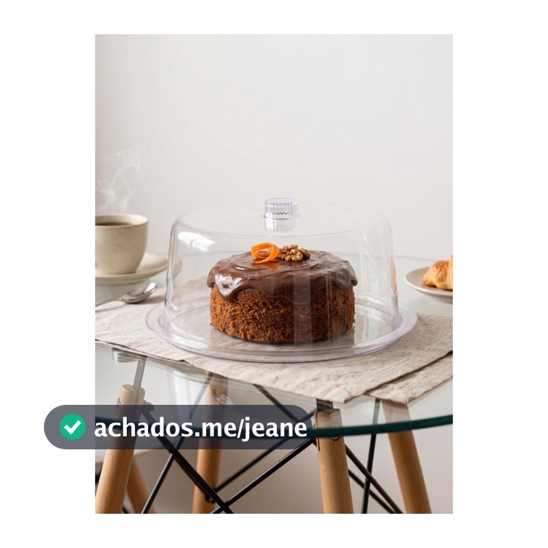 Boleira Acrílica Com Tampa 28cm Suporte Porta Bolo Torta Transparente