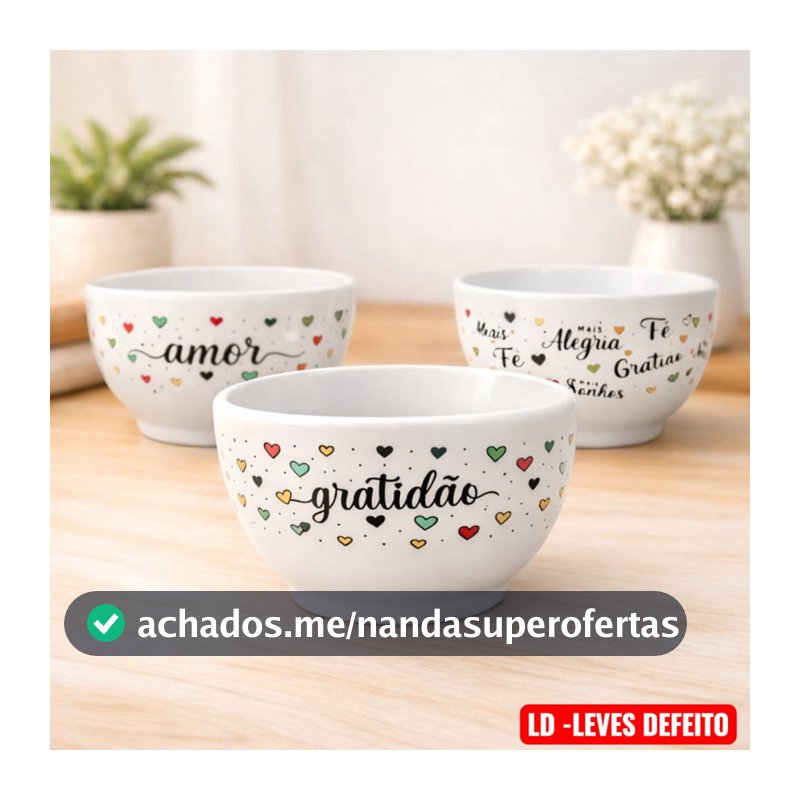 KIT CUMBUCA DECORADA DE PORCELANA TEMA -FELICIDADE - 400ml-BOWL-😉-AD1