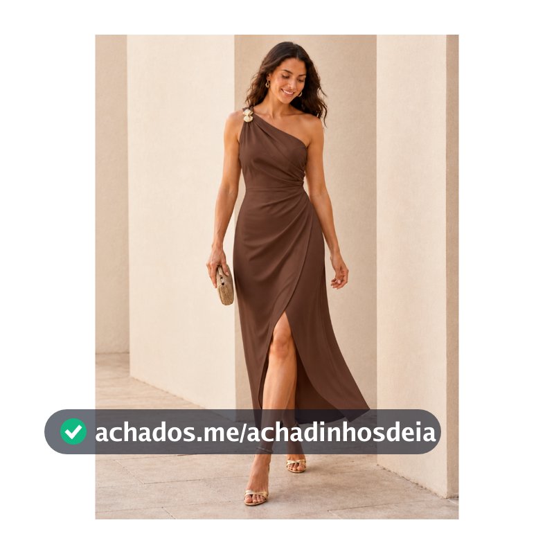 Vestido Feminino Midi Alfaiataria Elegante 1 Alça Assimétrica Fenda Lateral Cintura Marcada Social Festa Casual Chic2608
