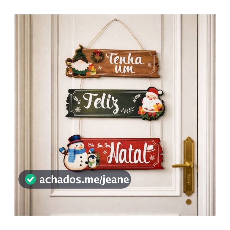 🎅 Placa Natalina MDF 3mm Tenha Um Feliz Natal – Enfeite Rústico com Corda de Sisal, Decoração Porta e Parede Natal 🎄