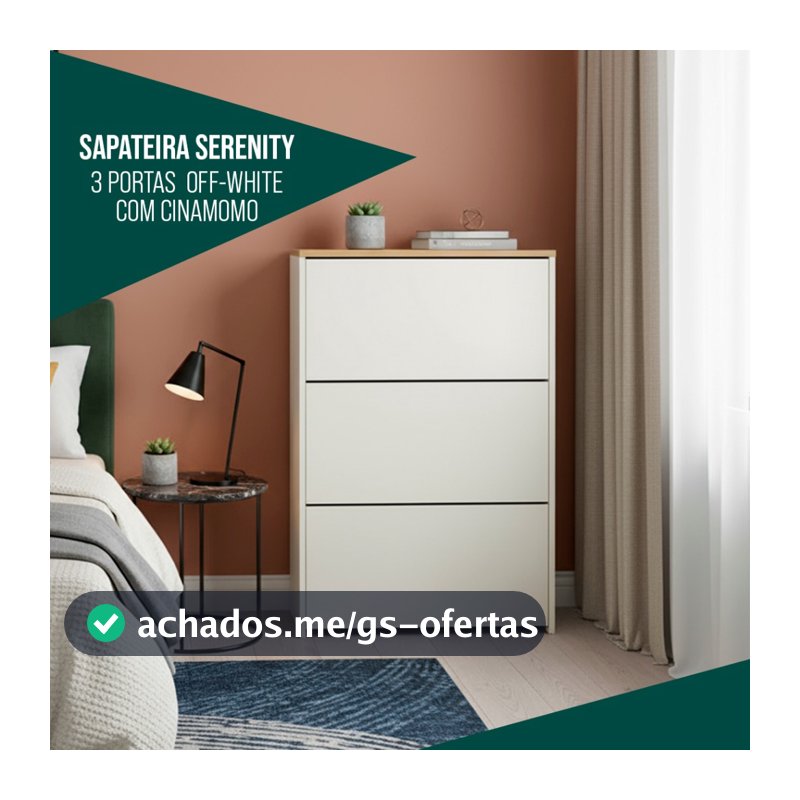 Sapateira com 3 Portas Guarda Sapato Multiuso Para Hall Quartos Closet