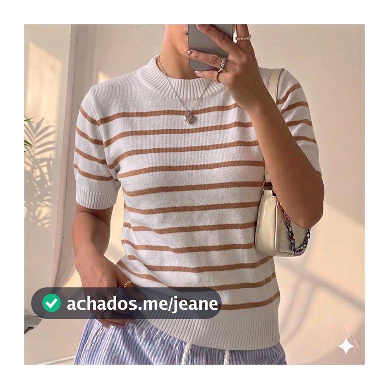 Camisa Listrada Manguinha Tricot Modal Premium Blusa Feminina Estilosa