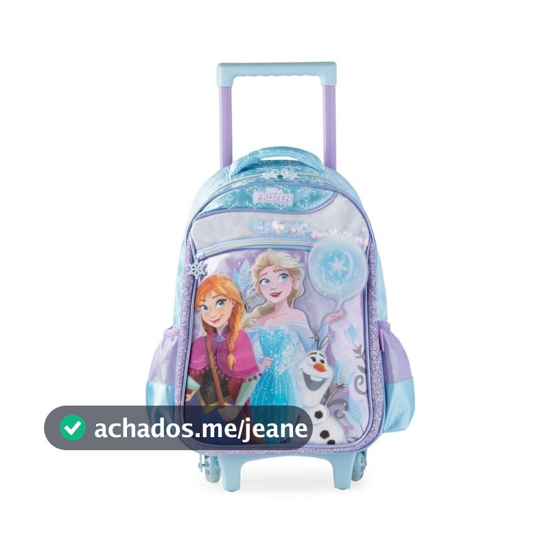 Mochila de Rodinha Infantil Feminina Frozen Azul Claro