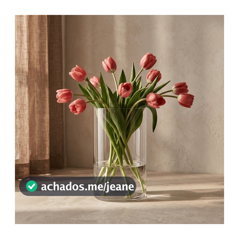Vaso Decorativo Acrílico Transparente Cilíndrico Moderno 25x15cm