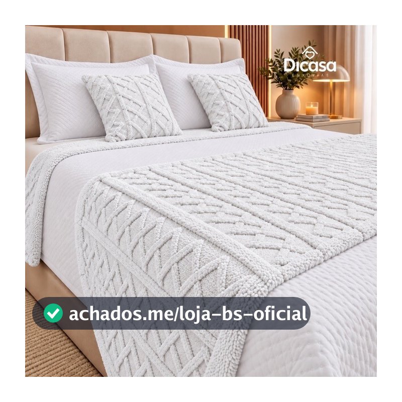 Kit Peseira Decorativa 3 Peças para Cama Casal Queen Peseira e 2 Capas de Almofadas Jogo de Cama