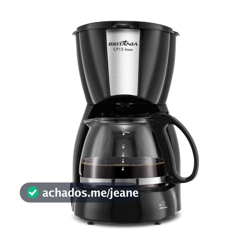 Cafeteira Britânia CP15 Vidro Preto com Inox