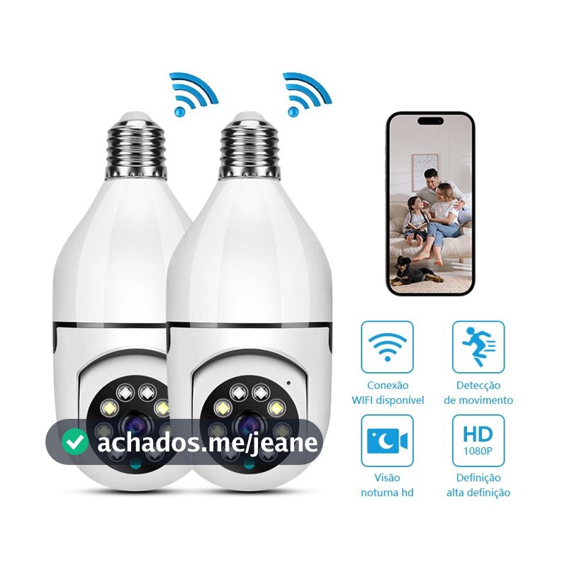 Câmeras Lâmpada Inteligente HD 1080P 360° com RotaçãoRastreamento Automático e WiFi -G4