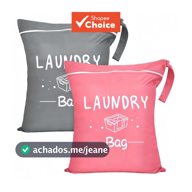 Saco de Lavanderia de Viagem 38x48 cm, Bolsa Organizadora de Roupas Leve com Zíper e Alça para Bagagem, Dormitório,