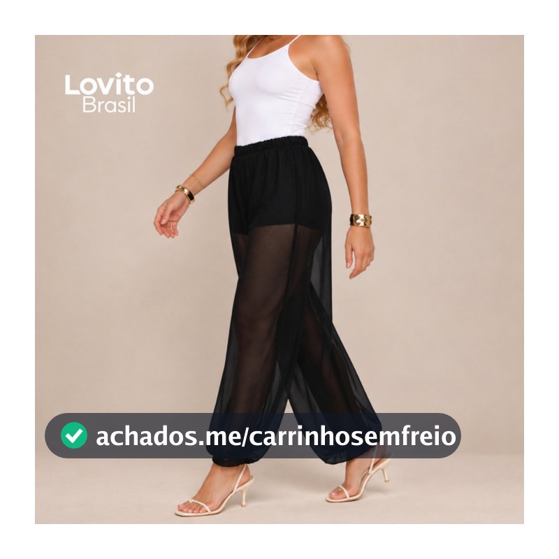 Lovito Calça Feminina Aladin Balloon em Chiffon PTB21342164