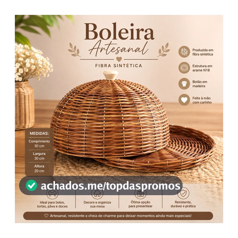 Porta Bolo e/ou Boleira Redonda 30x20 feita em fibra sintética ARTESANAL