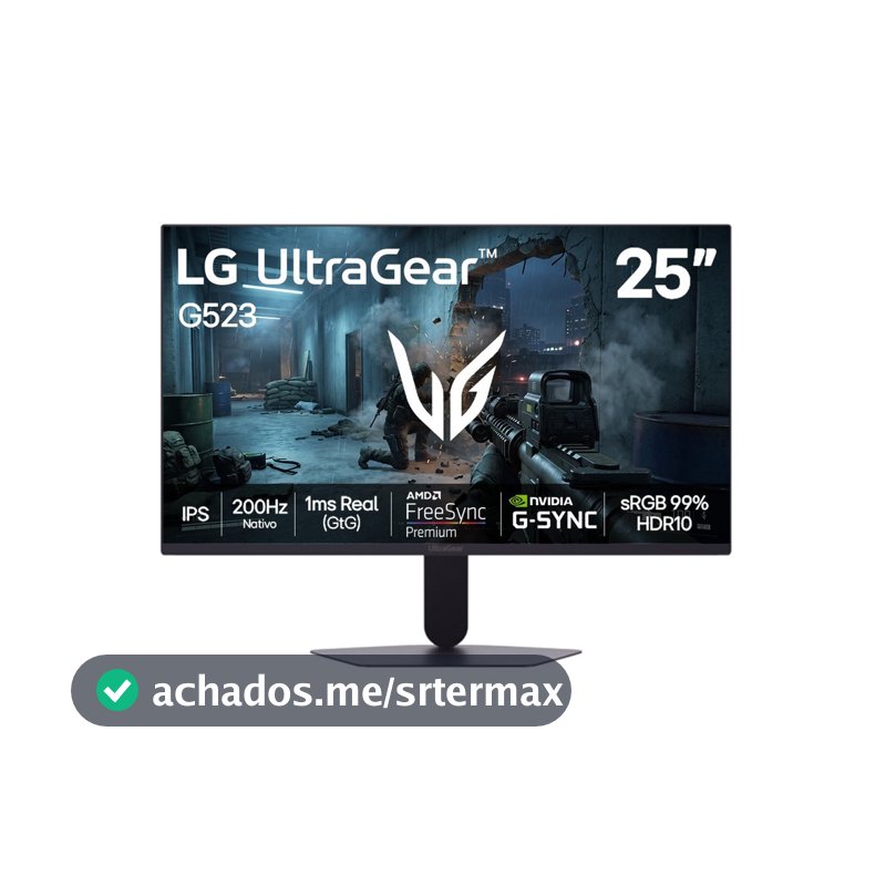 Monitor Gamer LG 25" FHD UltraGear 200Hz 1ms 25G523B-B