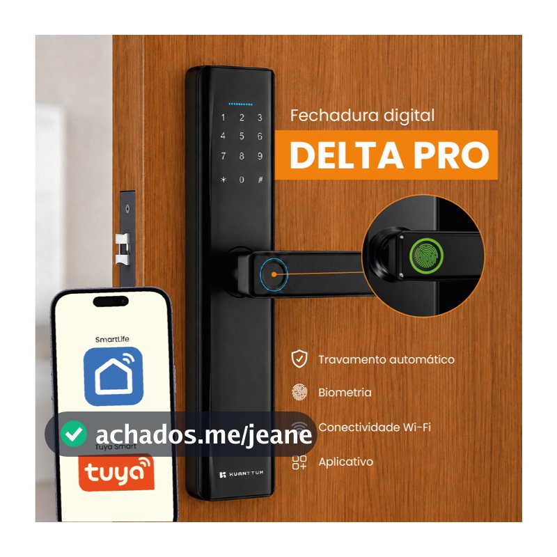 Fechadura Digital Porta Madeira Biométrica Eletronica Kuanttum Delta PRO