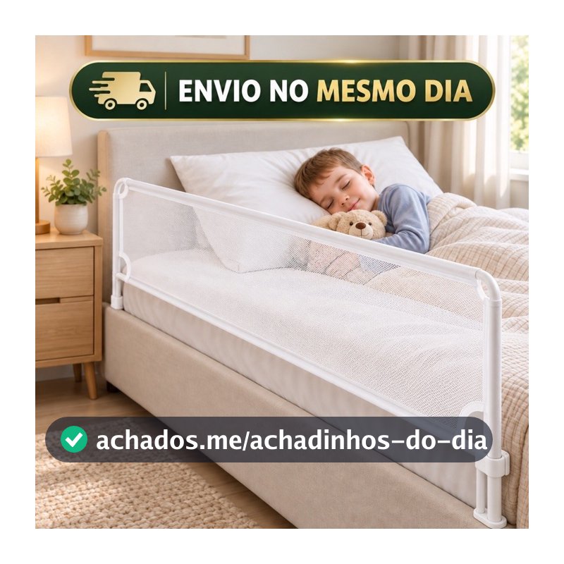 Grade de Cama de Proteção Branca Lisa | Tamanhos Pequena, Média, Grande e GG | Segurança antiqueda para Bebês, Crianças