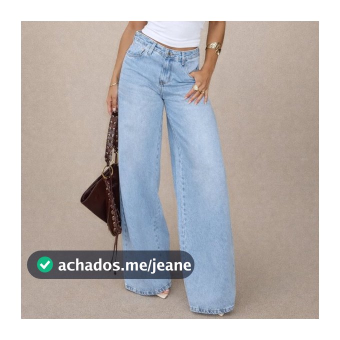 Calça Jeans Feminina Wide Leg Cintura Alta Pantalona 100% Algodão Premium Lavagem Clara Soltinha