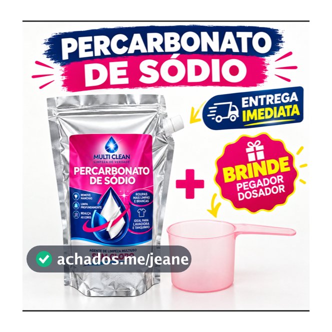Percarbonato de Sódio100% PURO Tira Manchas Roupa Branca Colorida Alvejante Limpeza + DOSADOR BRINDE