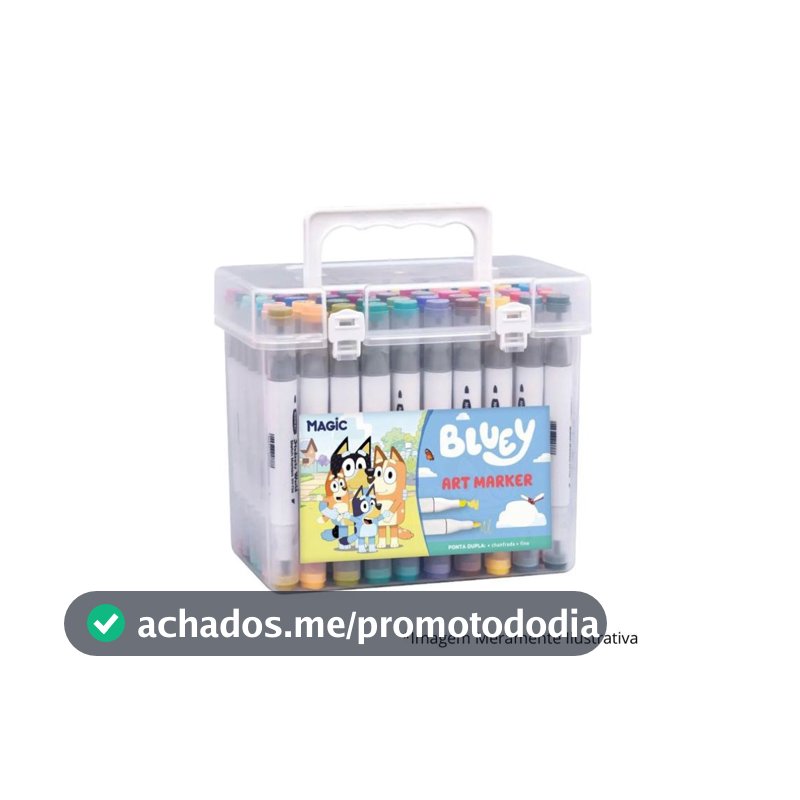 Kit Bluey 48 Cores Art Marker - Canetas de Ponta Dupla com E