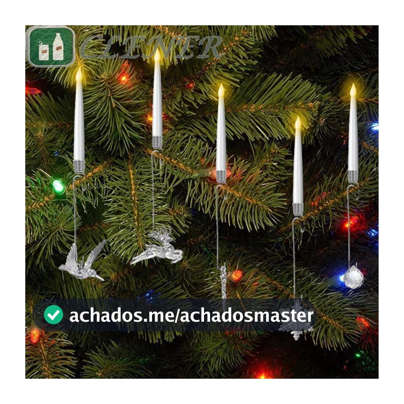 Vela Eletrônica Sem Chama De 6 Peças , Design De Gancho Com LED Suspensa De Árvore De Natal Remota