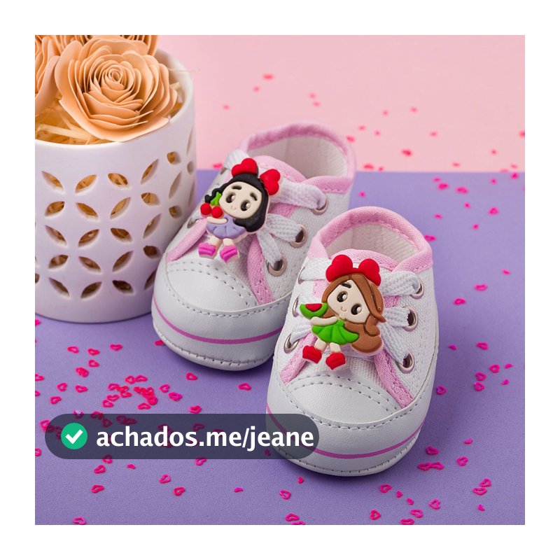 Tênis Star Bebê Sapatinho Feminino Menina Recém Nascido Baby Cor Rosa Branco Maternidade Mêsversário Macio Reborn