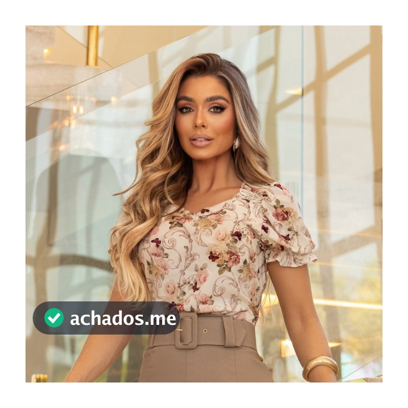 Blusa Com Manga Feminina Elegante Estampada Moda Social Evangélica Blusinha