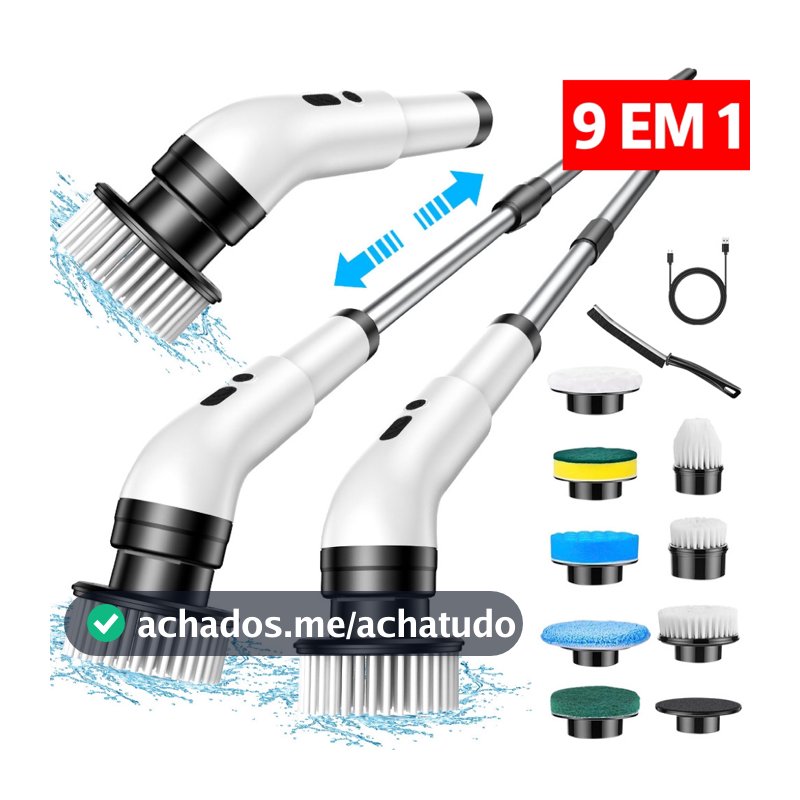 Escova De Limpeza Ajustável Janela Banheiro e Cozinha Ferramenta 9 EM 1 Recarregável