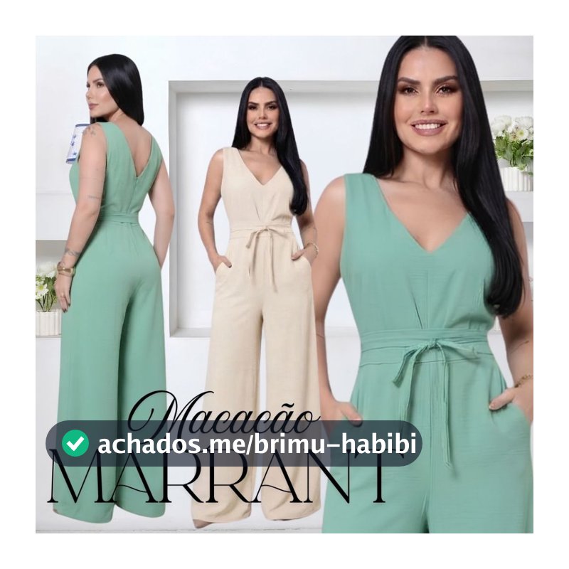 Macacão Longo Feminino Pantalona Sensorial Marrant Com Zíper e Cinto Amarração Elegante Sem Manga