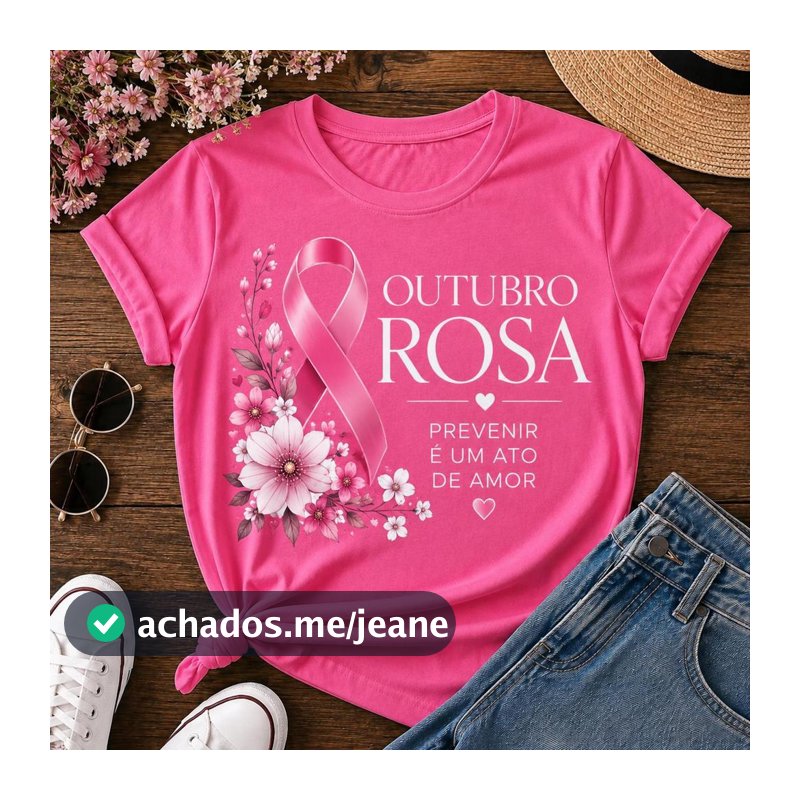 Camiseta Tshirt Feminina Temas Estampa Outubro Rosa Prevenção Câncer De Mama T-shirt Premium Envio Imediato